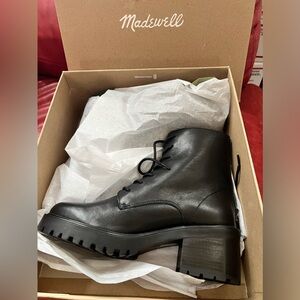 9 Madewell Combat Boots lace-up lug sole NORDSTROM in box NEW Moto Chunky Goth